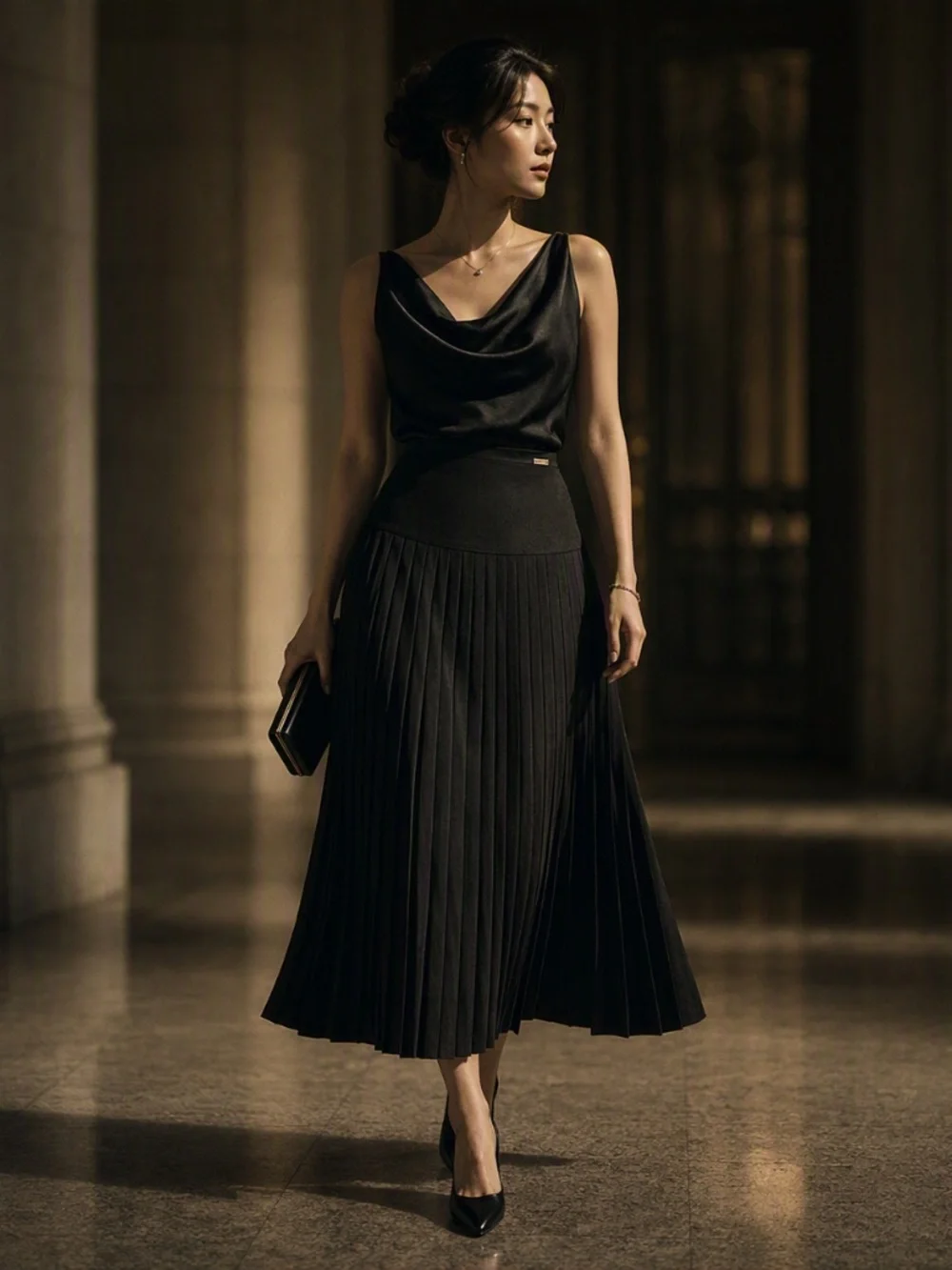 Celeste Collection Pleated Maxi Skirt
